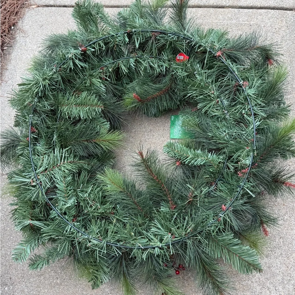 Festive Green and Red Holiday Wreath - NWT